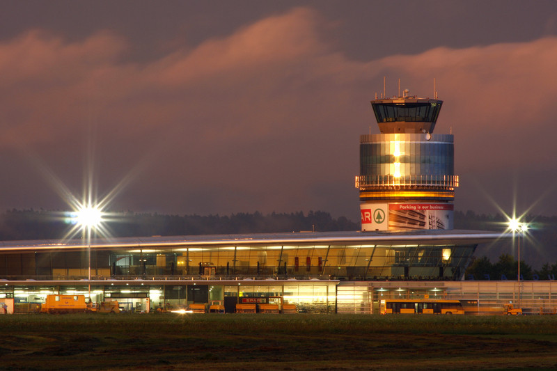 the terminal and tower of Graz Airport in Austria