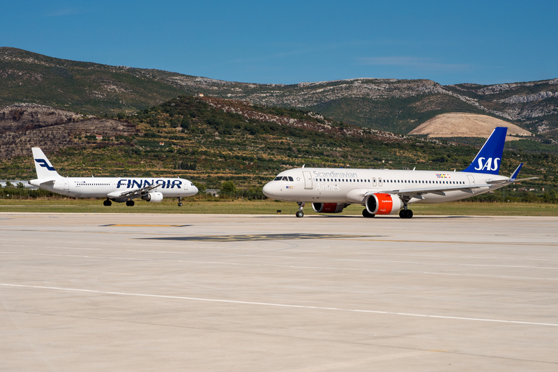 Scandinavian airlines arriving at Split Airport