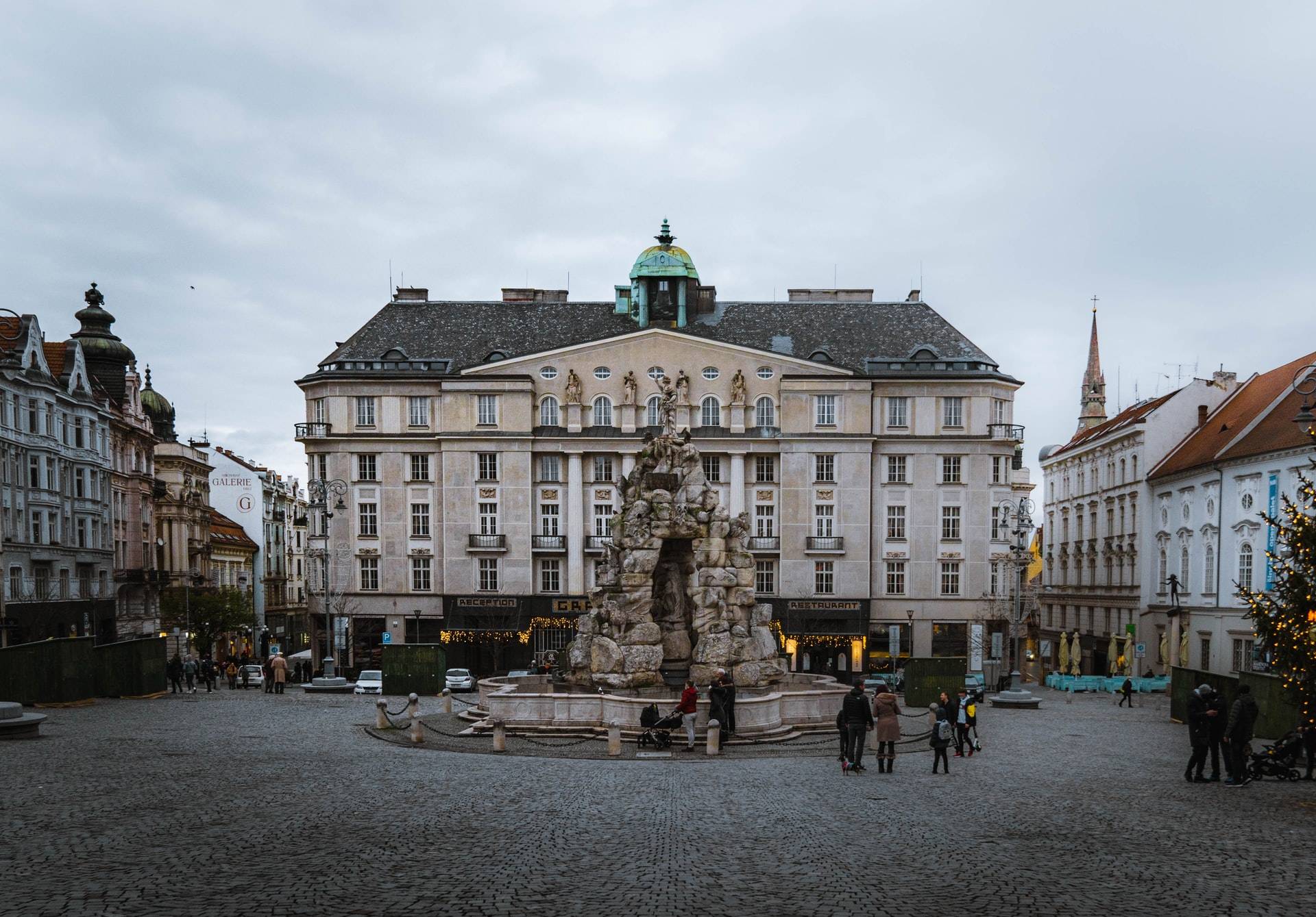 Square in downtown Brno. 