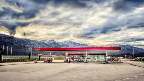 Empty gas station on Croatian highway