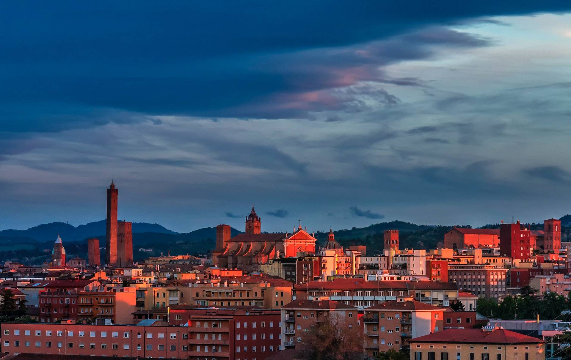 Sunset in Bologna City of Italy
