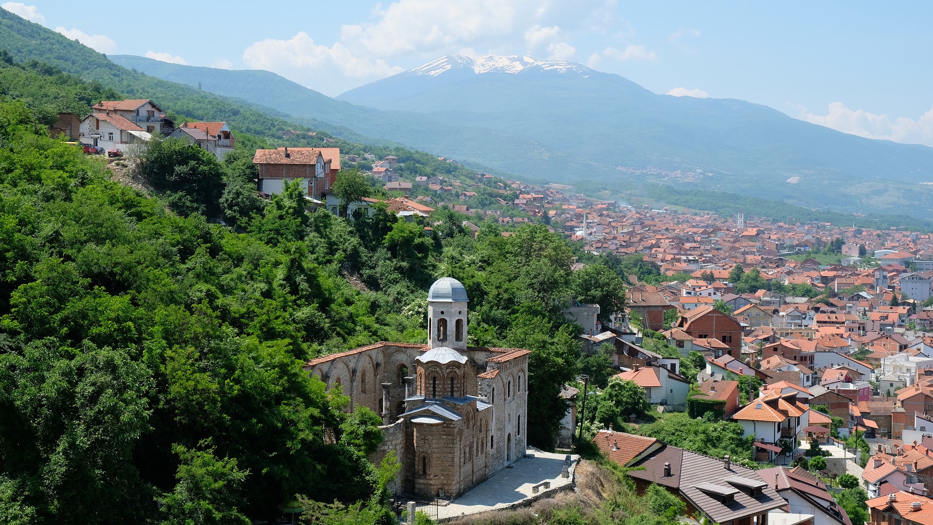 Prizren in Kosovo. Beautiful mountain hills