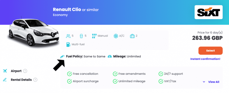 Fuel policy explained on Orbit Car Hire